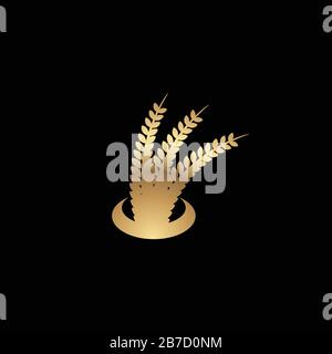 Wheat rice agriculture logo Ideas. Inspiration logo design. Template Vector Illustration. Isolated On White Background Stock Vector