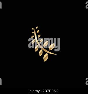 Wheat rice agriculture logo Ideas. Inspiration logo design. Template Vector Illustration. Isolated On White Background Stock Vector