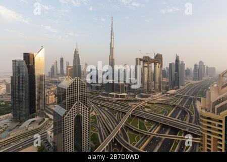 Beautiful Panoramic View of Dubai Skyline Stock Photo