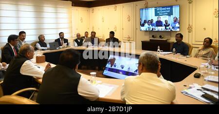 Rajasthan Chief Minister Ashok Gehlot held a meeting with all District Collectors through video conferencing on coronavirus at Jaipur. Stock Photo