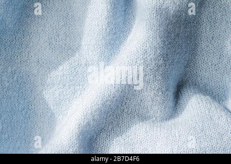 Premium blue fabric texture, decorative textile as background for interior design, close-up Stock Photo