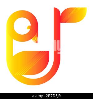 Abstract Orange Bird Vector Logo Stock Photo