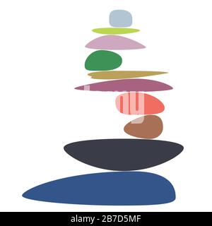 Abstract minimalistic illustration of colorful balance stones design. Stock Vector