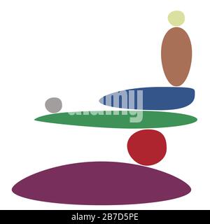 Abstract minimalistic illustration of colorful balance stones design. Stock Vector