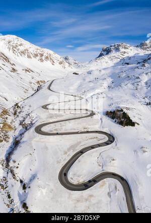 Aerial view of Julier Pass, Albula, Engadine, Canton of Graubunden, Switzerland, Southern Europe Stock Photo