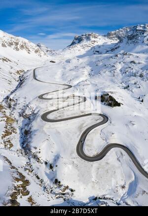 Aerial view of Julier Pass, Albula, Engadine, Canton of Graubunden, Switzerland, Southern Europe Stock Photo