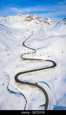 Aerial view of Julier Pass, Albula, Engadine, Canton of Graubunden, Switzerland, Southern Europe Stock Photo