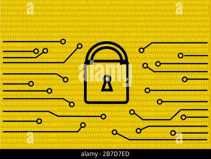 computer security.  digital padlock over circuit board ground Stock Vector