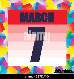 Icon calendar day - 7 March. 7th days of the month, vector illustration ...