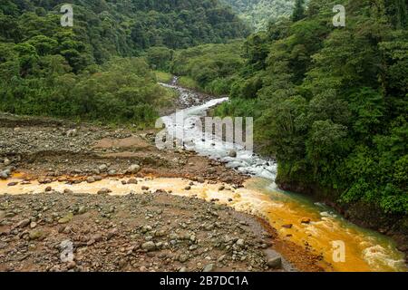 Rio Sucio, Braulio Carrillo National Park, Costa Rica, Centroamerica. One of the Jurassic Park movie location. Stock Photo