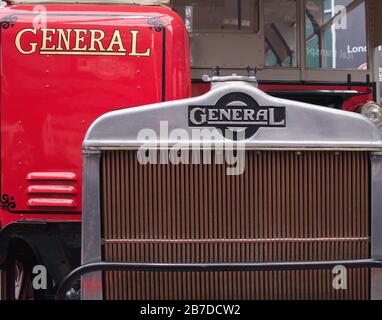 London General Omnibus Co, founded in 1855.  it' amalgamated all the horse drawn services then operating in London the last of which ran in 1911. Stock Photo