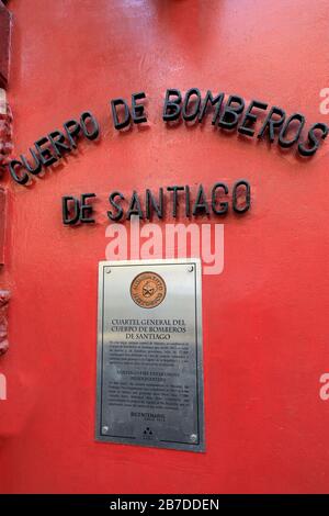 The Santiago Fire Department Headquarters, Santo Domingo 978, Region Metropolitana, Santiago City, Chile Stock Photo