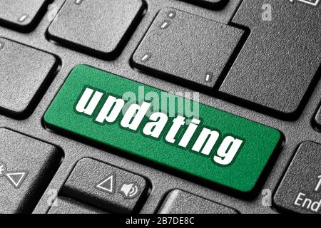 Press the Computer button. A word on it. Stock Photo