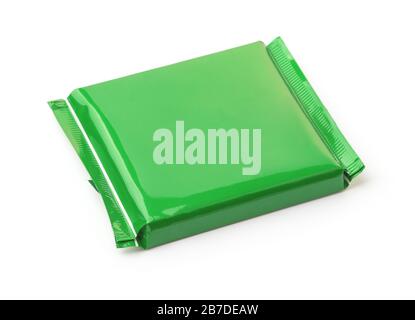 Blank green food plastic bag isolated on white Stock Photo
