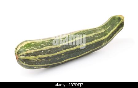 Fresh giant striped zucchini isolated on white Stock Photo