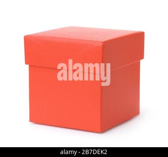 Blank red gift box isolated on white Stock Photo