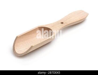 Empty wooden scoop isolated on white Stock Photo