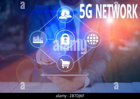 Handwriting text writing 5G Network. Conceptual photo greatly increase the speed and responsiveness of wireless network Stock Photo