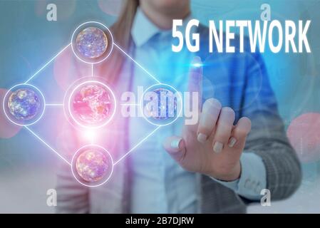 Handwriting text writing 5G Network. Conceptual photo greatly increase the speed and responsiveness of wireless network Elements of this image furnish Stock Photo