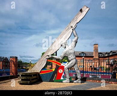 Monument to narrowboats in Market Harborough Canal Basin, Grand Union Canal Leicester Arm,  England, UK, Britain, Leicestershire Stock Photo