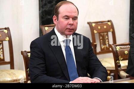 Russian Presidential Chief of Staff  Anton Vaino during a meeting of the permanent members of the Security Council of the Russian Federation chaired by President Vladimir Putin at the Kremlin March 13, 2020 in Moscow, Russia. Stock Photo