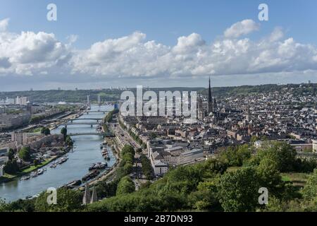 Panoramic scenic view of the city of Rouen, which stands on the banks of the Seine. Rouen is the capital of Normandy and one of the largest and oldest Stock Photo