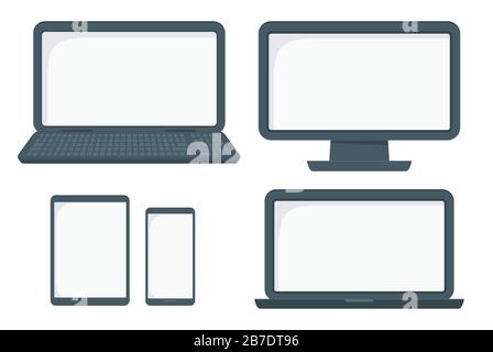 Set of flat vector electronic devices. Stock Vector