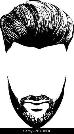 Bearded man faces hipster with haircuts. Men fashion vector for barbershop and logo template. Vector Illustration Stock Vector