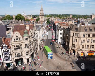 Aerial Oblique view of the centre of Oxford City in Oxfordshire,  England, UK, Britain, Stock Photo