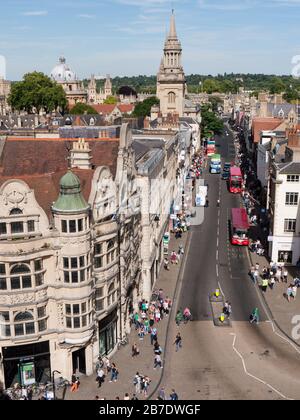 Aerial Oblique view of the centre of Oxford City in Oxfordshire,  England, UK, Britain, Stock Photo