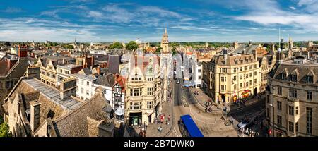 Aerial Oblique view of the centre of Oxford City in Oxfordshire,  England, UK, Britain, Stock Photo