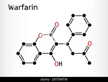 Warfarin Anticoagulant Drug, Chemical Structure. Used In Thrombosis 