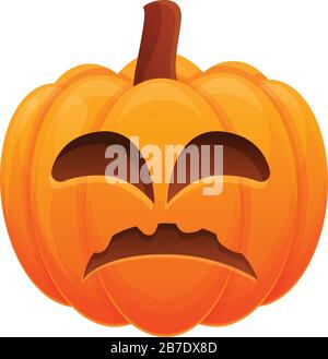 Sad evil pumpkin icon. Cartoon of sad evil pumpkin vector icon for web design isolated on white background Stock Vector