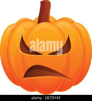 Sad horror pumpkin icon. Cartoon of sad horror pumpkin vector icon for web design isolated on white background Stock Vector