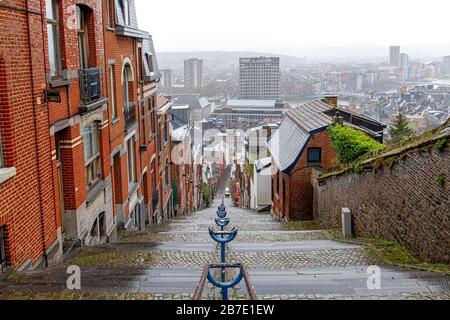 Famous Stairs 'Montagne de Bueren' in Liège (Belgium) Stock Photo