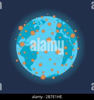 Concept of the spread COVID-19 around planet Earth. Stock Vector