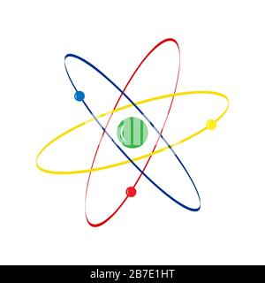 Atom icon on a white background. Simple flat design for creating a logo, logo, website or app icon. Stock Vector