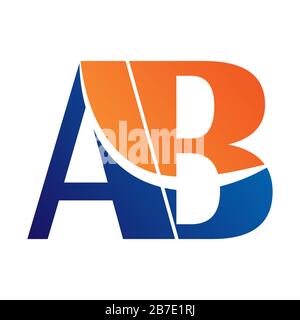 Color-coded stylized letters A and B. Simple flat design for creating a logo, logo, website or app icon. Stock Vector