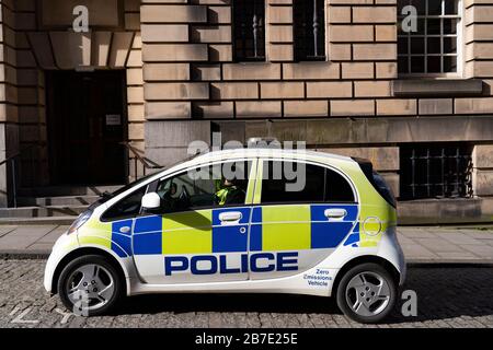 Electric police car on street in Edinburgh, Scotland,UK Stock Photo