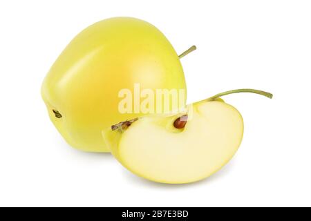 yellow apple isolated on white background with clipping path and full depth of field. Stock Photo