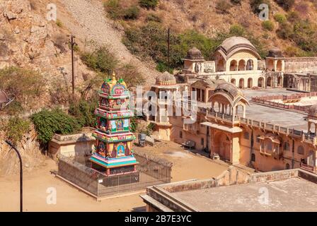 Ramanuja Acharya Mandir Temple in Galta Ji Complex, Jaipur, India Stock Photo