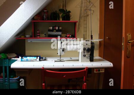 Villalba, Spain; 10/10/2019: Modern sewing machine Stock Photo
