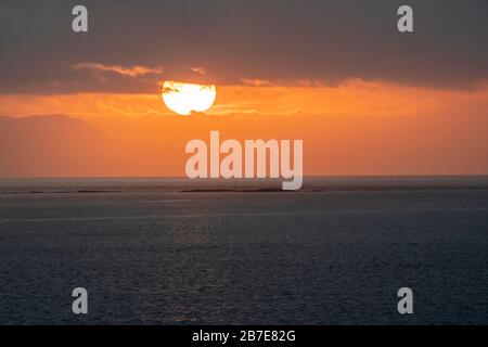 view of dawn over ocean near Hobart, Tasmania, Australia Stock Photo