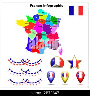 Abstract vector color map of France country Stock Photo - Alamy