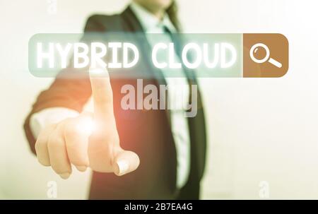 Handwriting text Hybrid Cloud. Conceptual photo computing environment that combines public and a private cloud Stock Photo