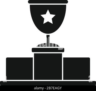 Gold cup podium icon. Simple illustration of gold cup podium vector icon for web design isolated on white background Stock Vector