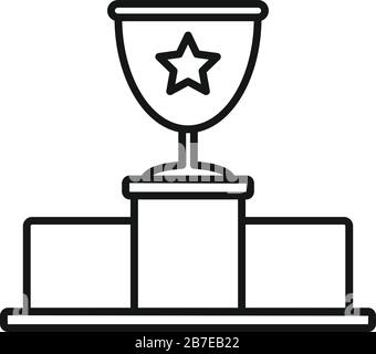 Gold cup podium icon. Outline gold cup podium vector icon for web design isolated on white background Stock Vector