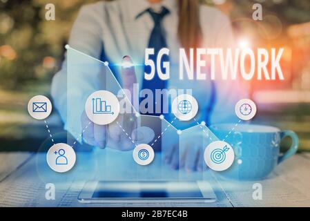 Handwriting text writing 5G Network. Conceptual photo greatly increase the speed and responsiveness of wireless network Stock Photo