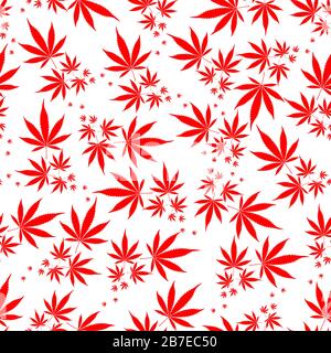 Cannabis seamless pattern. Vector marijuana floral pattern. Background with cannabis leaves. Stock Vector