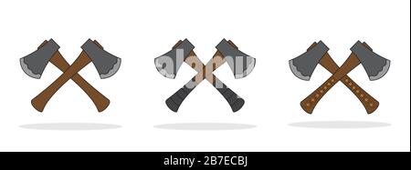 Set of crossed Axes isolated. Vector Ax icons in flat design. Forester Ax icon Stock Vector